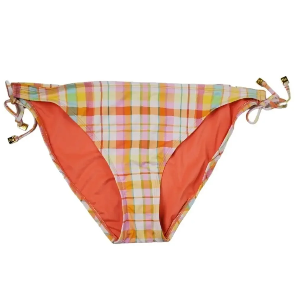 Bleu Rod Beattie Women's Multicolor Plaid Side Tie Hipster Bikini Bottom Size 12